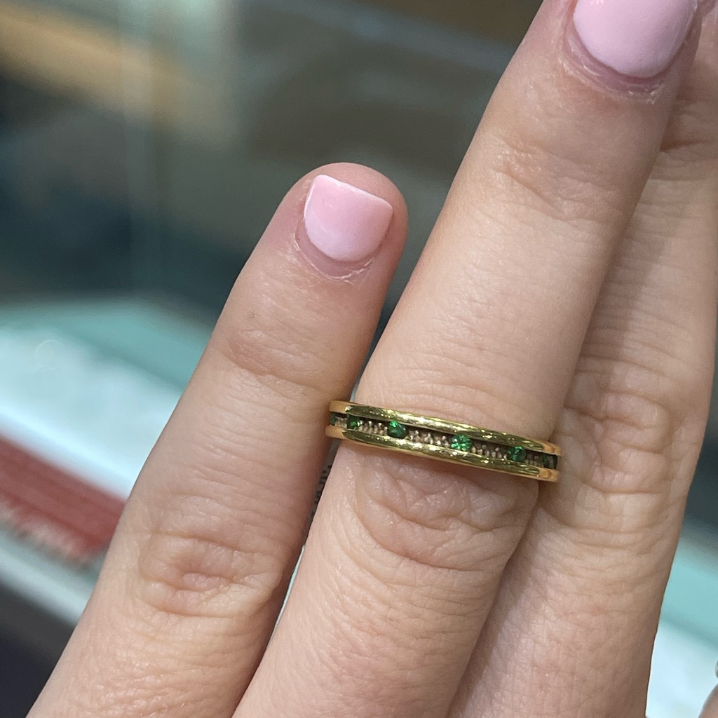 Michelle Krespi Designer Granulated Tsavorite Eternity Band 18k